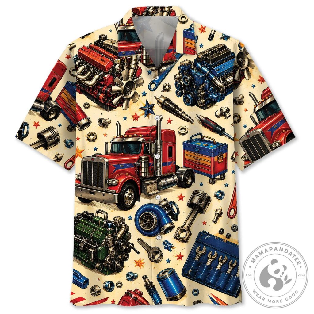 Diesel Mechanic Vintage Art Colorful Hawaiian Shirt for Men