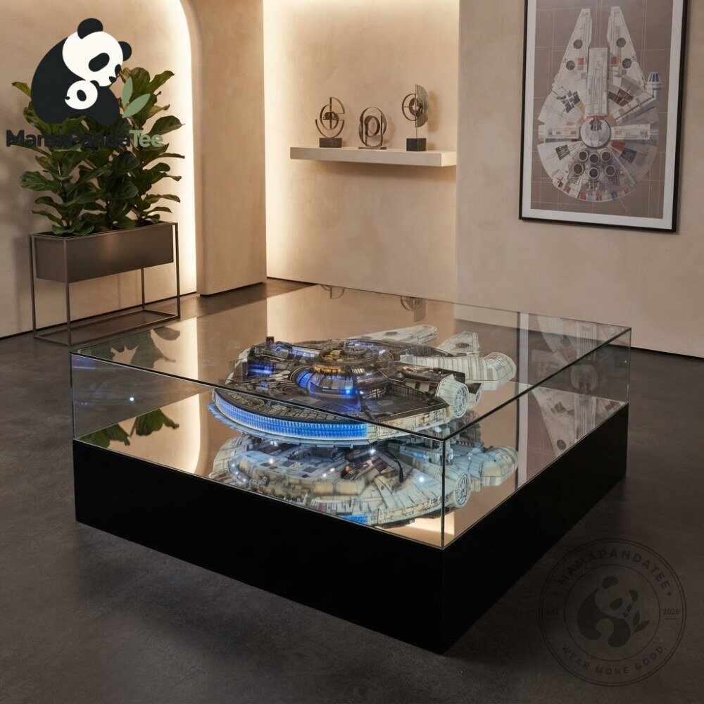 Tempered Glass LED Display Coffee Table Designed for LEGO Star Wars Millennium Falcon Model 4 Tempered Glass LED Display Coffee Table Designed for LEGO Star Wars Millennium Falcon Model