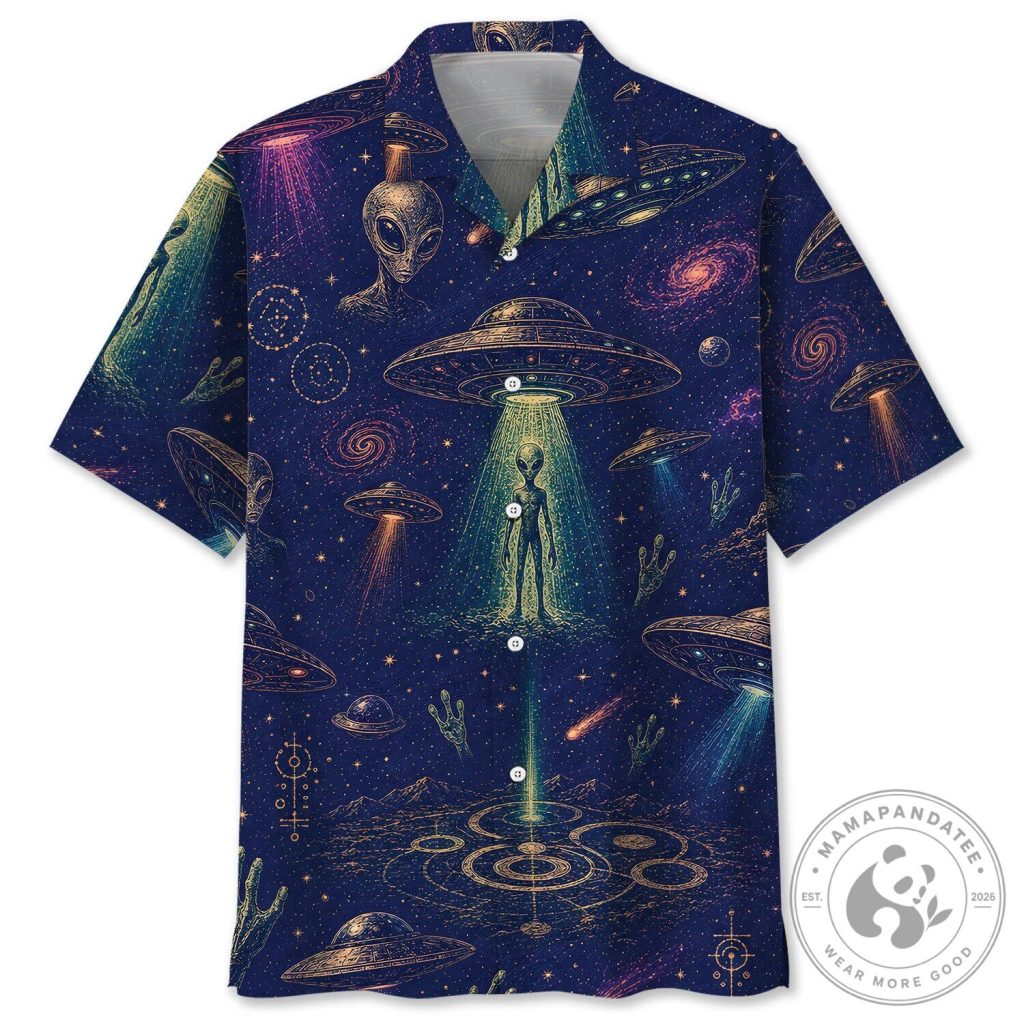 UFO Alien Vintage Art Hawaiian Shirt