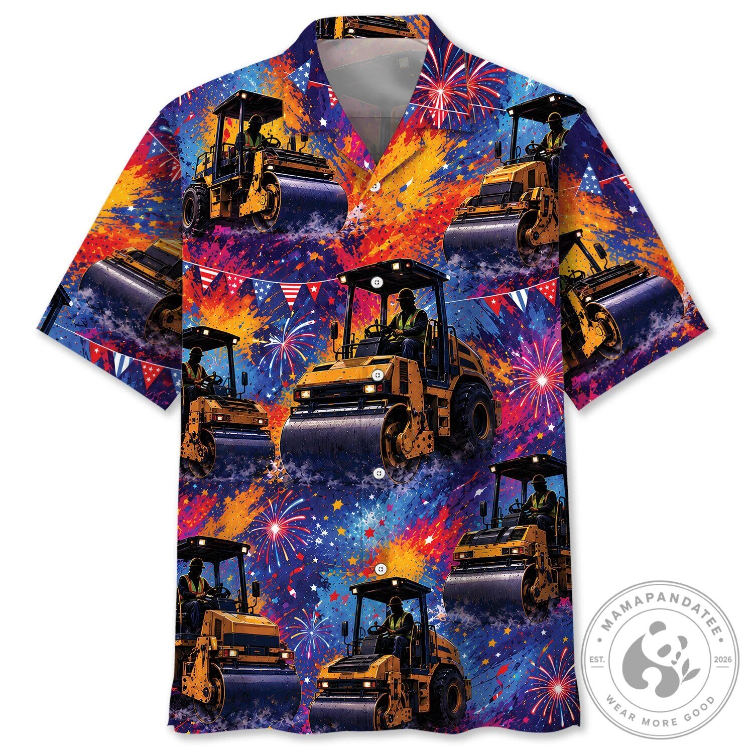 Road Roller Operator Vintage Art Hawaiian Shirt for Men