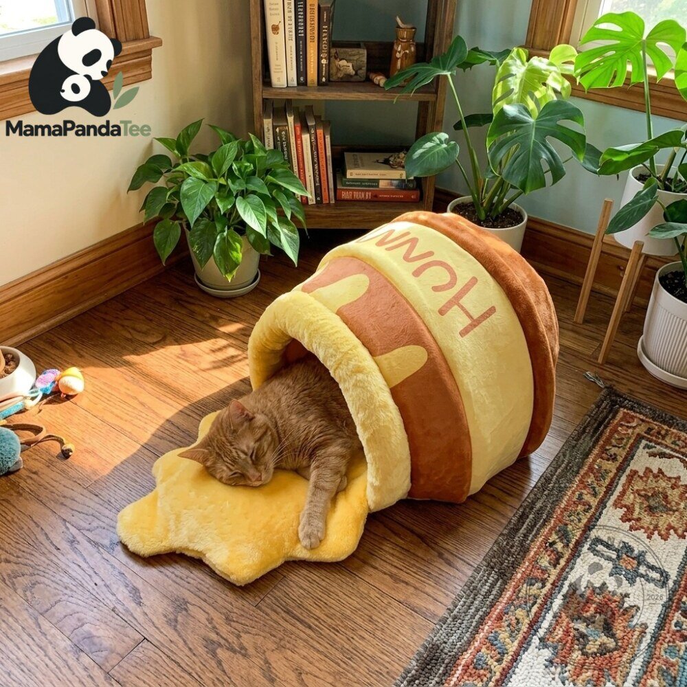 Winnie the Pooh Honey Pot Cat Bed Cute Plush Pet Cave 4 Winnie the Pooh Honey Pot Cat Bed Cute Plush Pet Cave