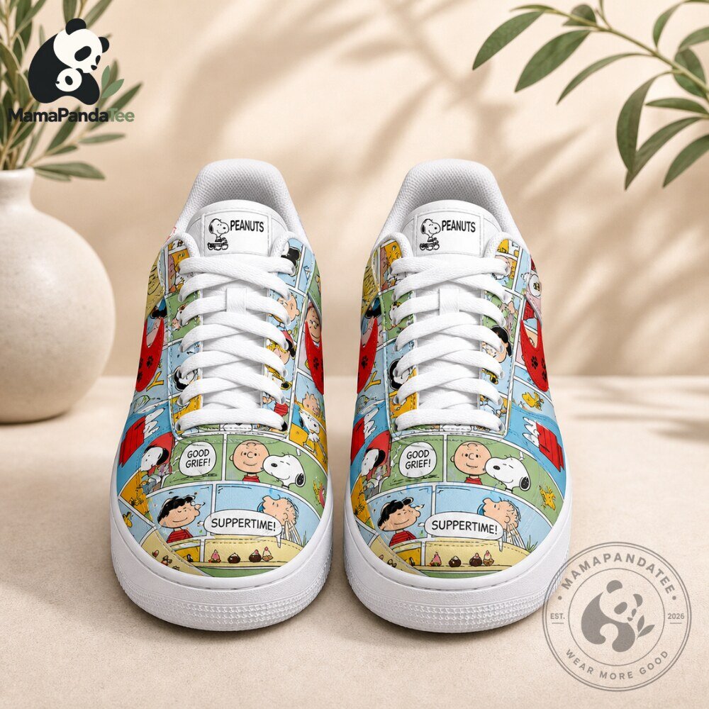 Peanuts Snoopy & Charlie Brown Comic Strip Low Top Sneakers 5 Peanuts Snoopy & Charlie Brown Comic Strip Low Top Sneakers