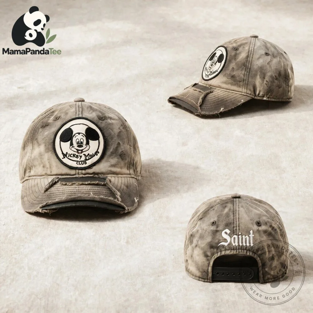 Mickey Mouse Club Distressed Baseball Cap Hat 5 Mickey Mouse Club Distressed Baseball Cap Hat