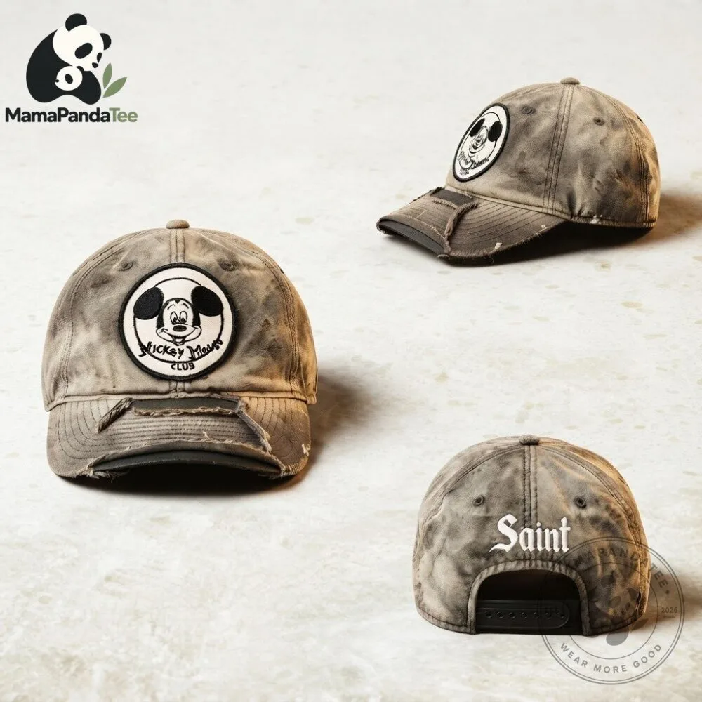 Mickey Mouse Club Distressed Baseball Cap Hat 6 Mickey Mouse Club Distressed Baseball Cap Hat
