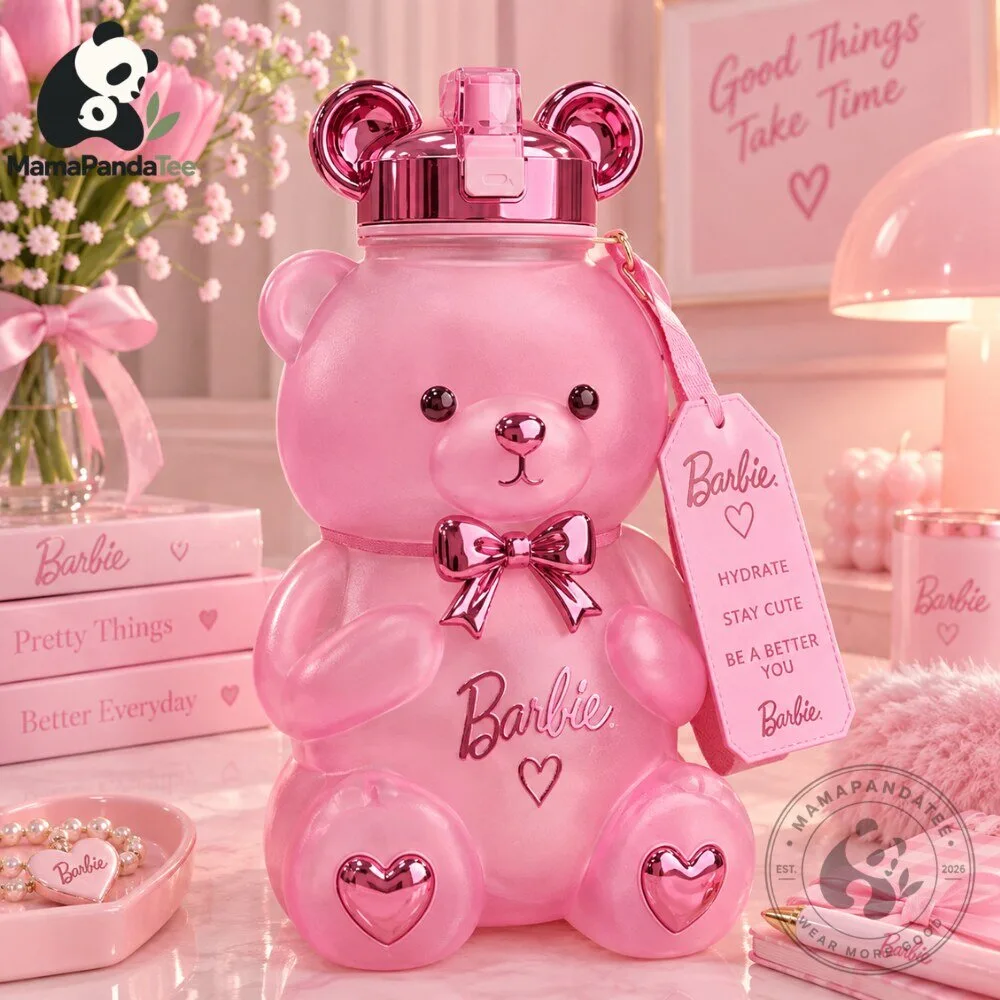 Pink Bear Water Bottle Cute Kawaii 2026