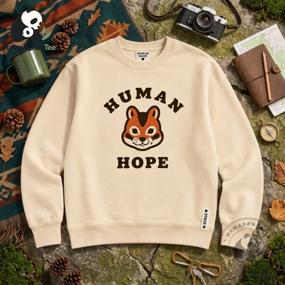 Human Hope Squirrel Graphic Beige Sweatshirt 2026