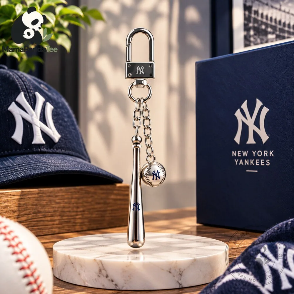 "Official MLB New York Yankees Keychain: Metal Bat and Ball Set" 12 MLB New York Yankees Metal Baseball Bat & Ball Keychain