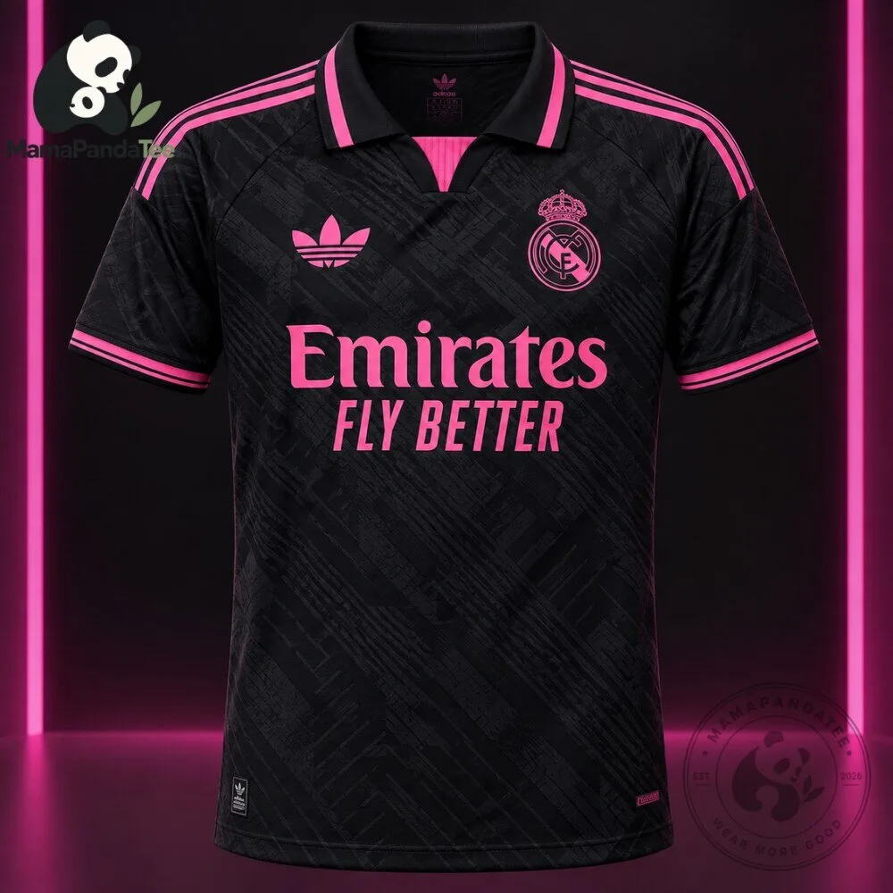 Real Madrid x Adidas Black and Pink Football Jersey 4 Real Madrid x Adidas Black and Pink Football Jersey