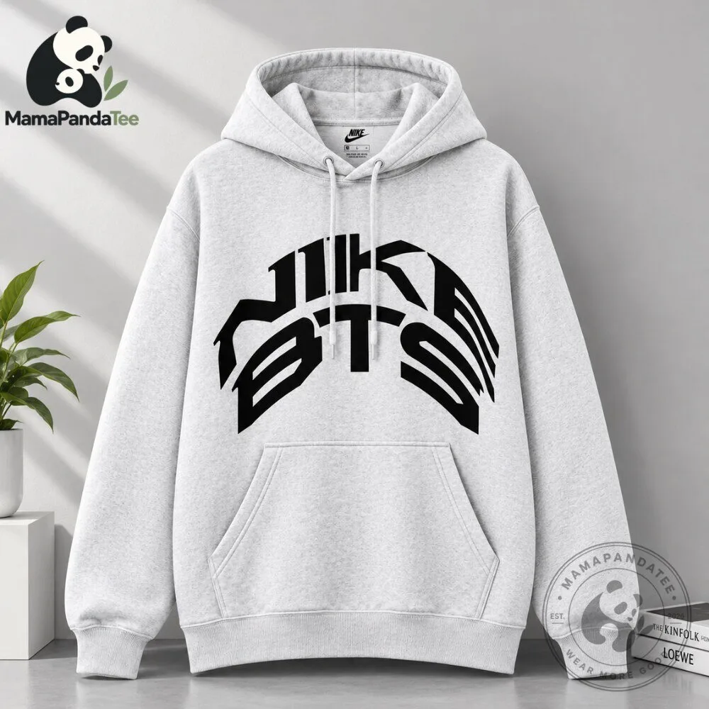 Nike x BTS Graphic Print Grey Pullover Hoodie