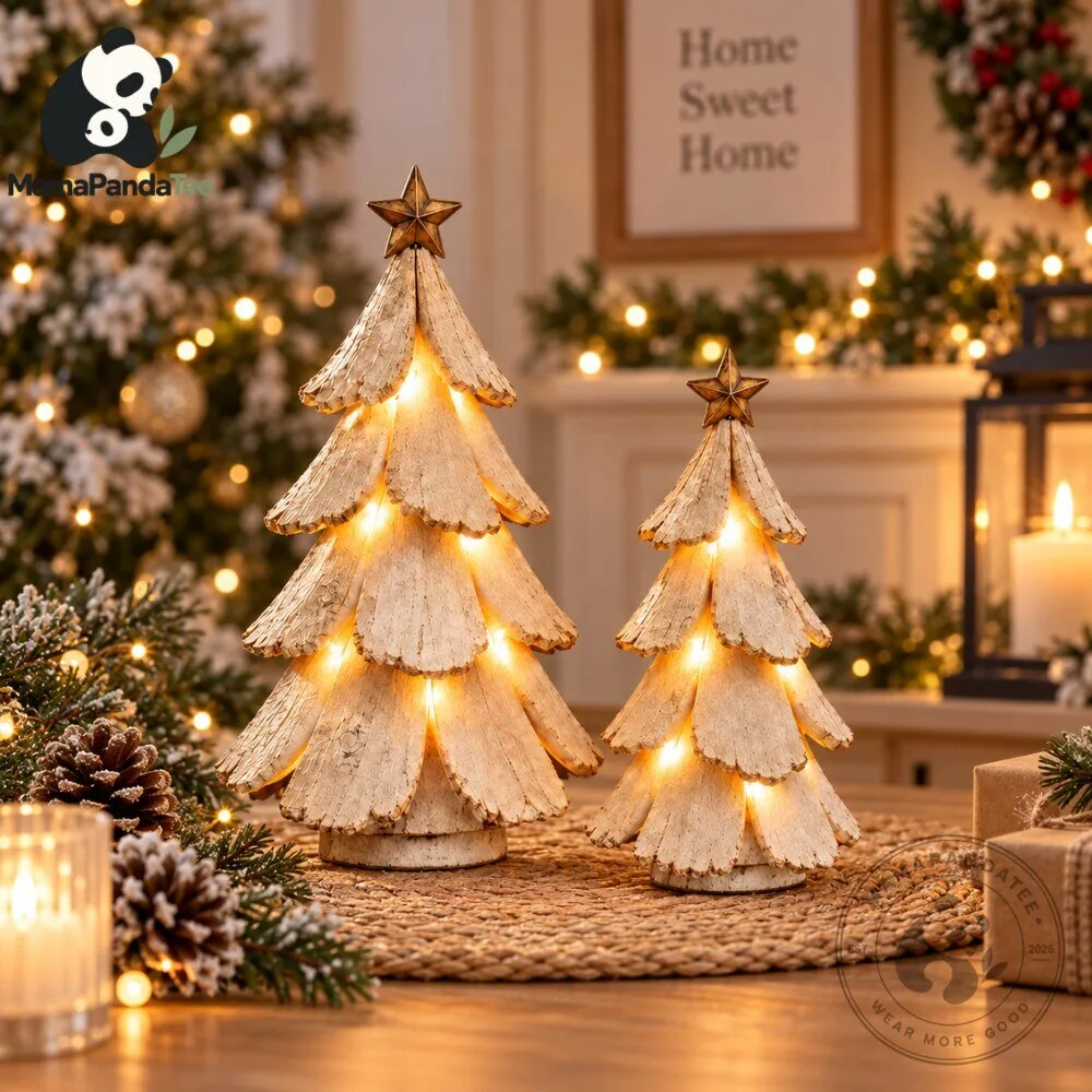 Lit Wooden Bark Christmas Tree 2026 Rustic Holiday Tabletop Decor 4 Lit Wooden Bark Christmas Tree Figurine 2026 Rustic Holiday Tabletop Decor