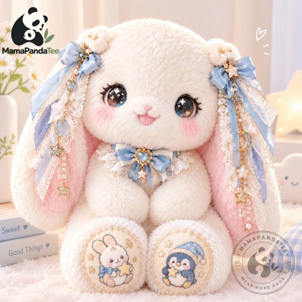 Cute Blue Bow Bunny Rabbit Plush Toy 2026 Soft Stuffed Animal Doll
