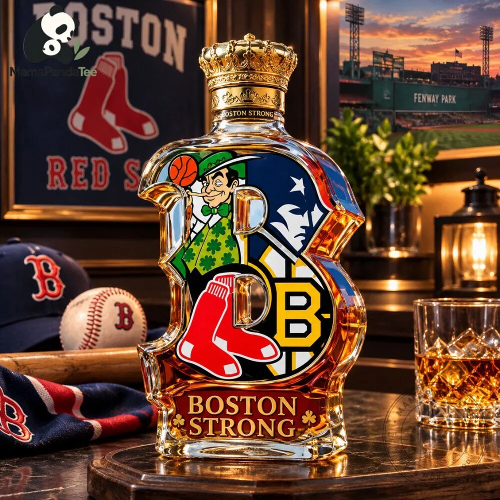 "Top 2026 Gifts: Hoodies, Popcorn Kits, Decanters, Calendars, T-Shirts" 4 Boston Strong Decanter Whiskey Bottle with Crown Stopper