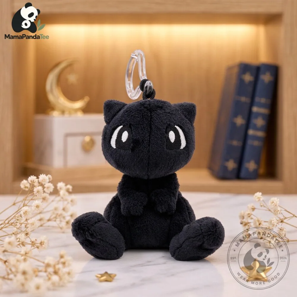 Black Cat Plush Keychain Mini Stuffed Animal Backpack Charm 4 Black Cat Plush Keychain Mini Stuffed Animal Backpack Charm