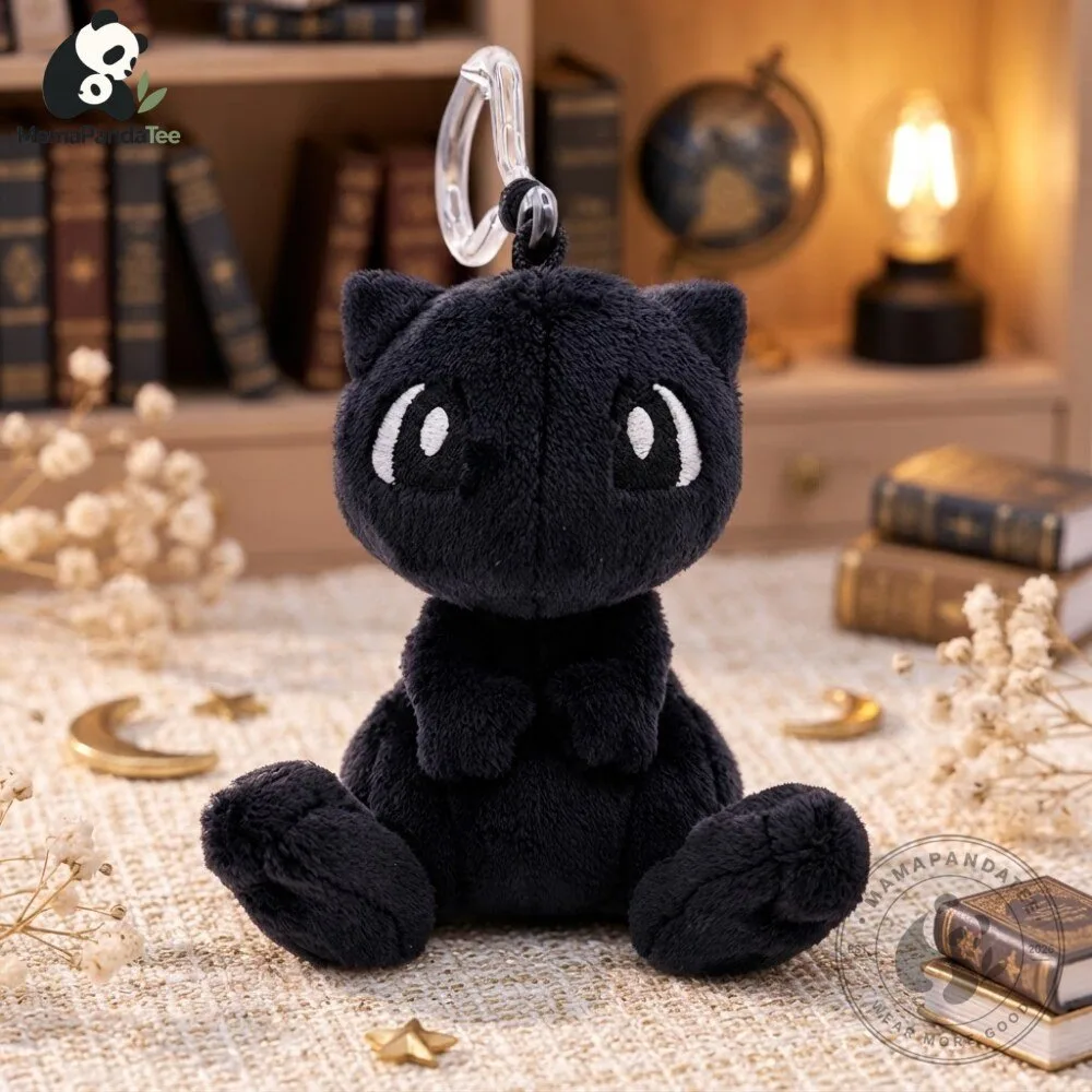 Black Cat Plush Keychain Mini Stuffed Animal Backpack Charm 5 Black Cat Plush Keychain Mini Stuffed Animal Backpack Charm