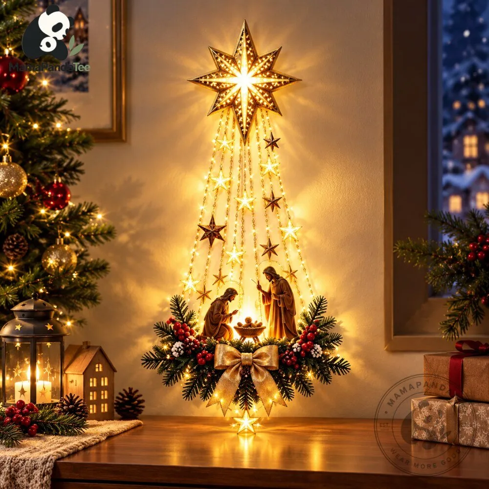 "Top 2026 Collectibles: Jerseys, Advent Calendars, Funko Pop & More" 8 Lighted Nativity Star Christmas Wall Decor with LED Waterfall Lights
