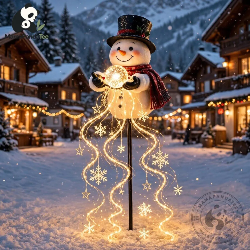 Snowman Magic Fountain Garden Stake Light