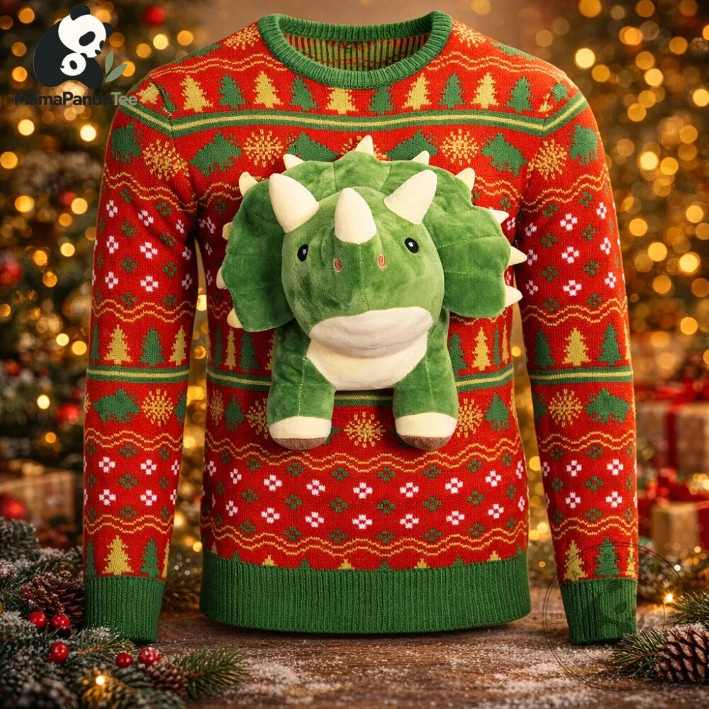 "Must-Have Collectibles: Chucky Plush, Retro Jerseys, and Popcorn Bucket" 12 3D Triceratops Ugly Christmas Sweater 2026
