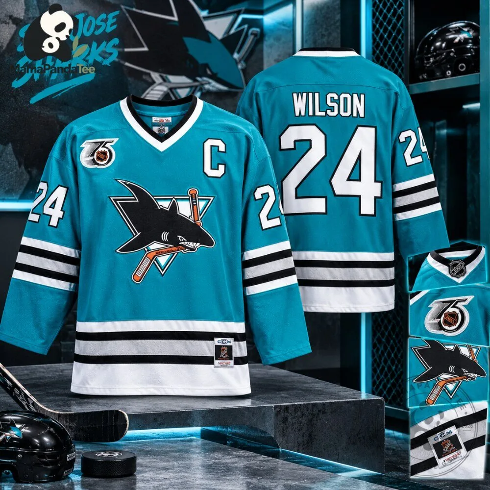San Jose Sharks Doug Wilson 24 Teal Hockey Jersey 2026