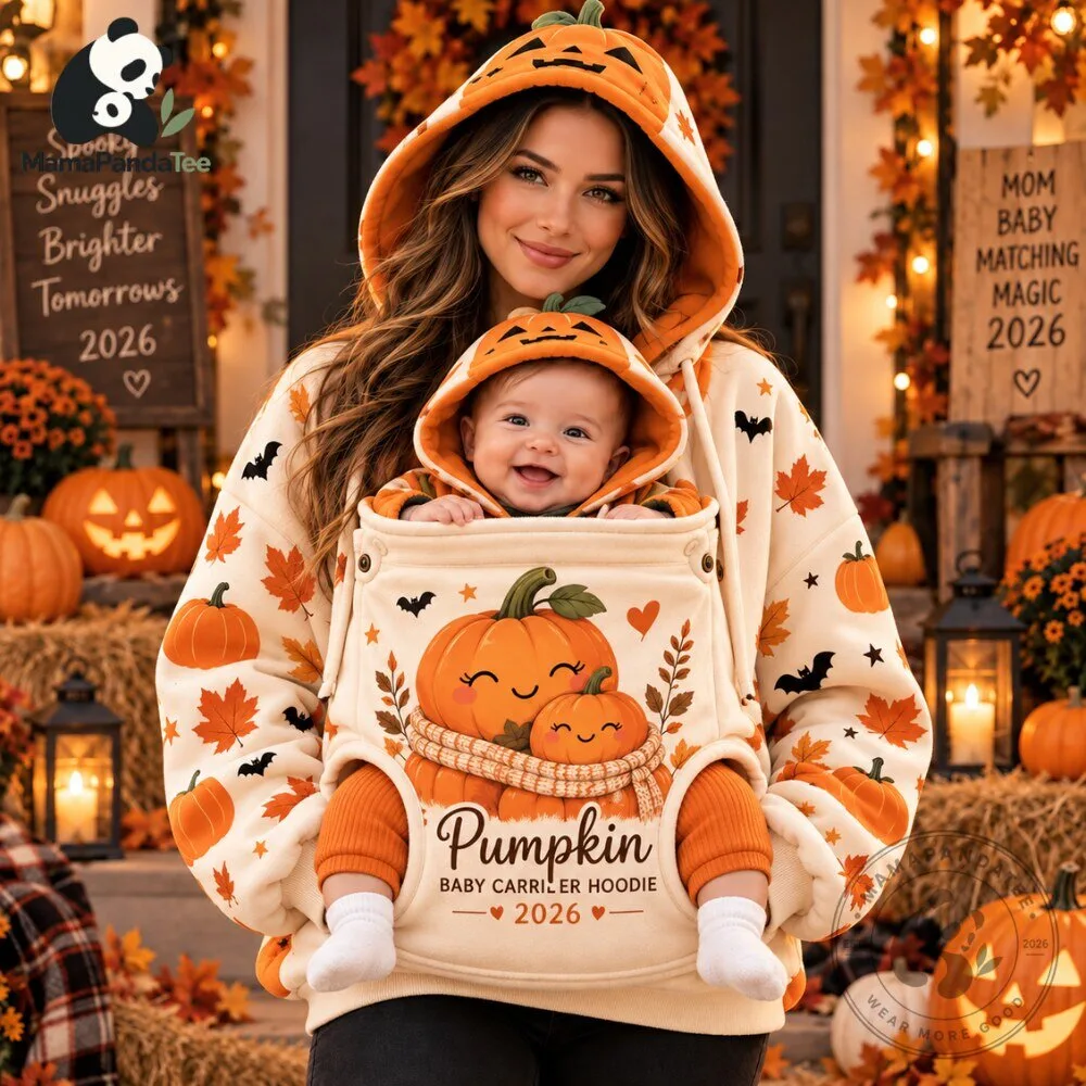 Pumpkin Baby Carrier Hoodie 2026 Cozy Fall Sweatshirt for Mom & Baby