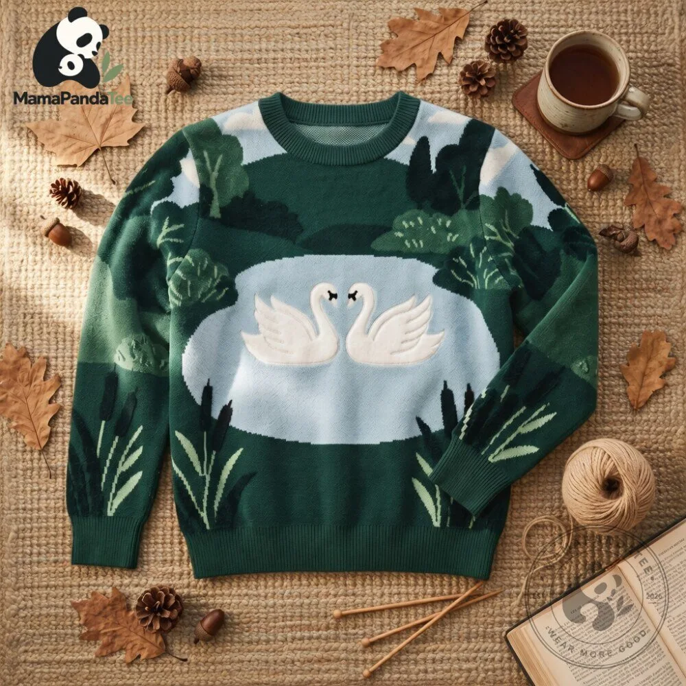 Cozy Green Swan Sweater 2026