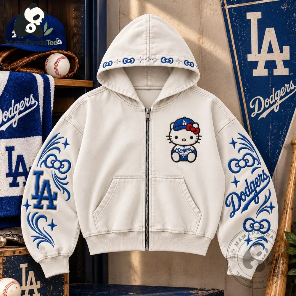 Hello Kitty Los Angeles Dodgers White Zip Up Hoodie 2026