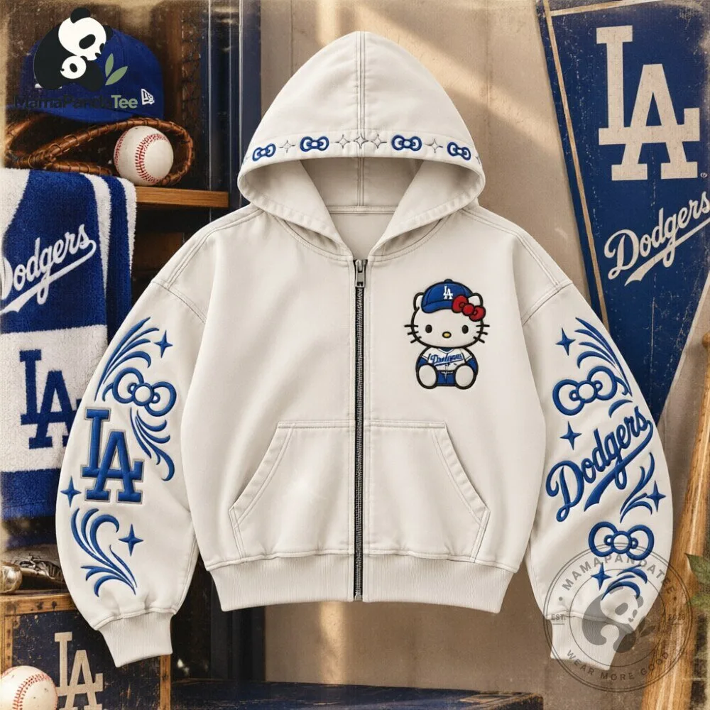 Hello Kitty Los Angeles Dodgers White Zip Up Hoodie 2026 5 Hello Kitty Los Angeles Dodgers White Zip Up Hoodie 2026
