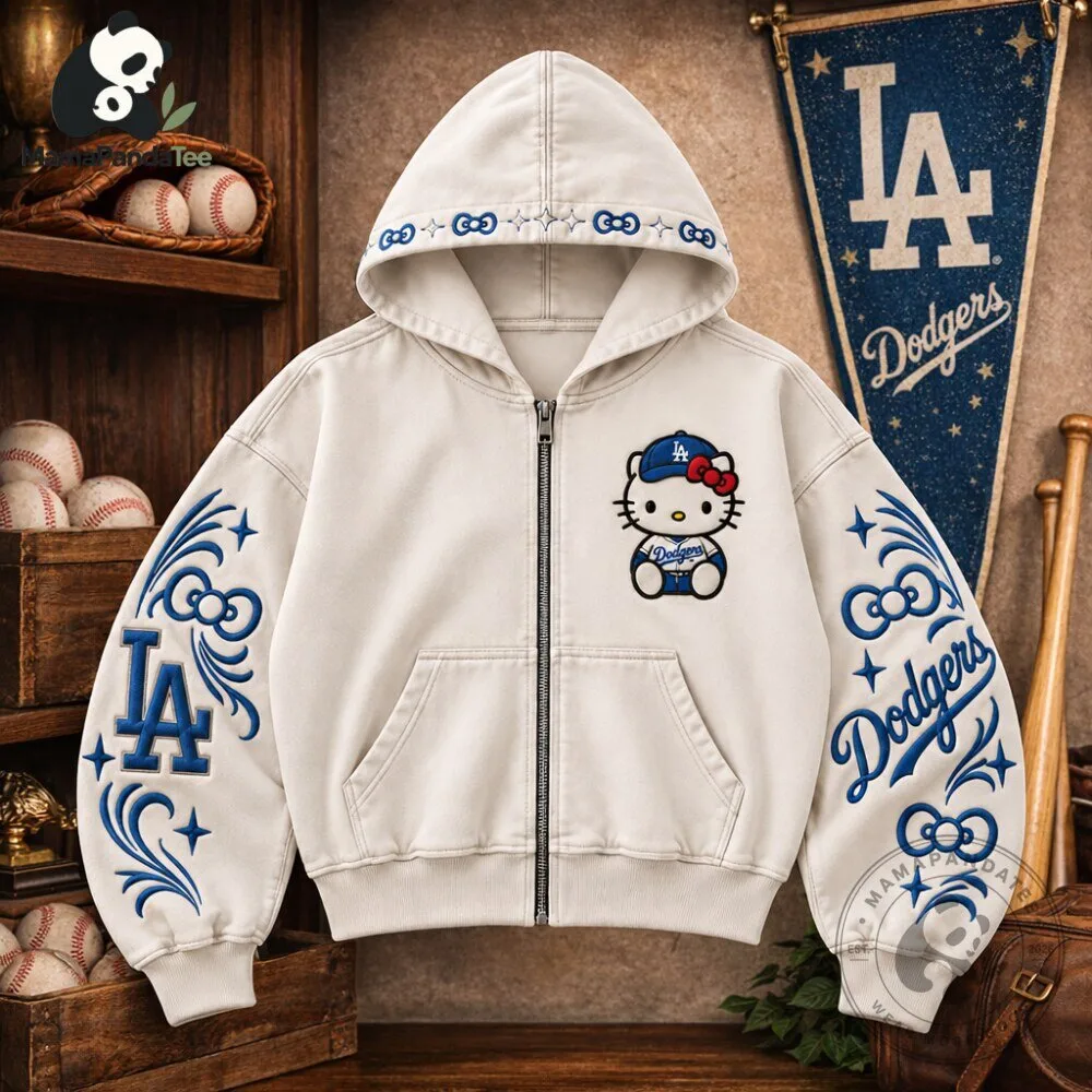 Hello Kitty Los Angeles Dodgers White Zip Up Hoodie 2026 6 Hello Kitty Los Angeles Dodgers White Zip Up Hoodie 2026