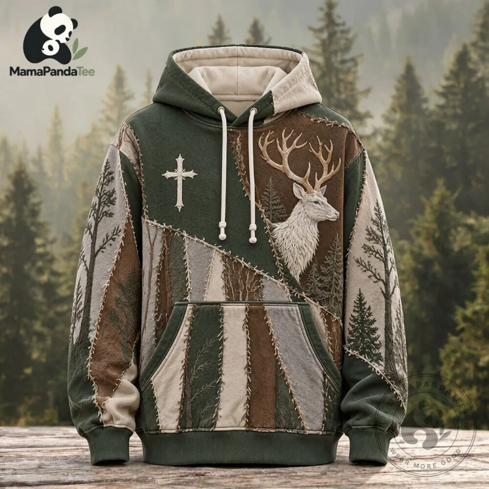 Men's Patchwork Deer Hunting Hoodie Retro Camo Outdoor Sweatshirt 5 Men's Patchwork Deer Hunting Hoodie Retro Camo Outdoor Sweatshirt