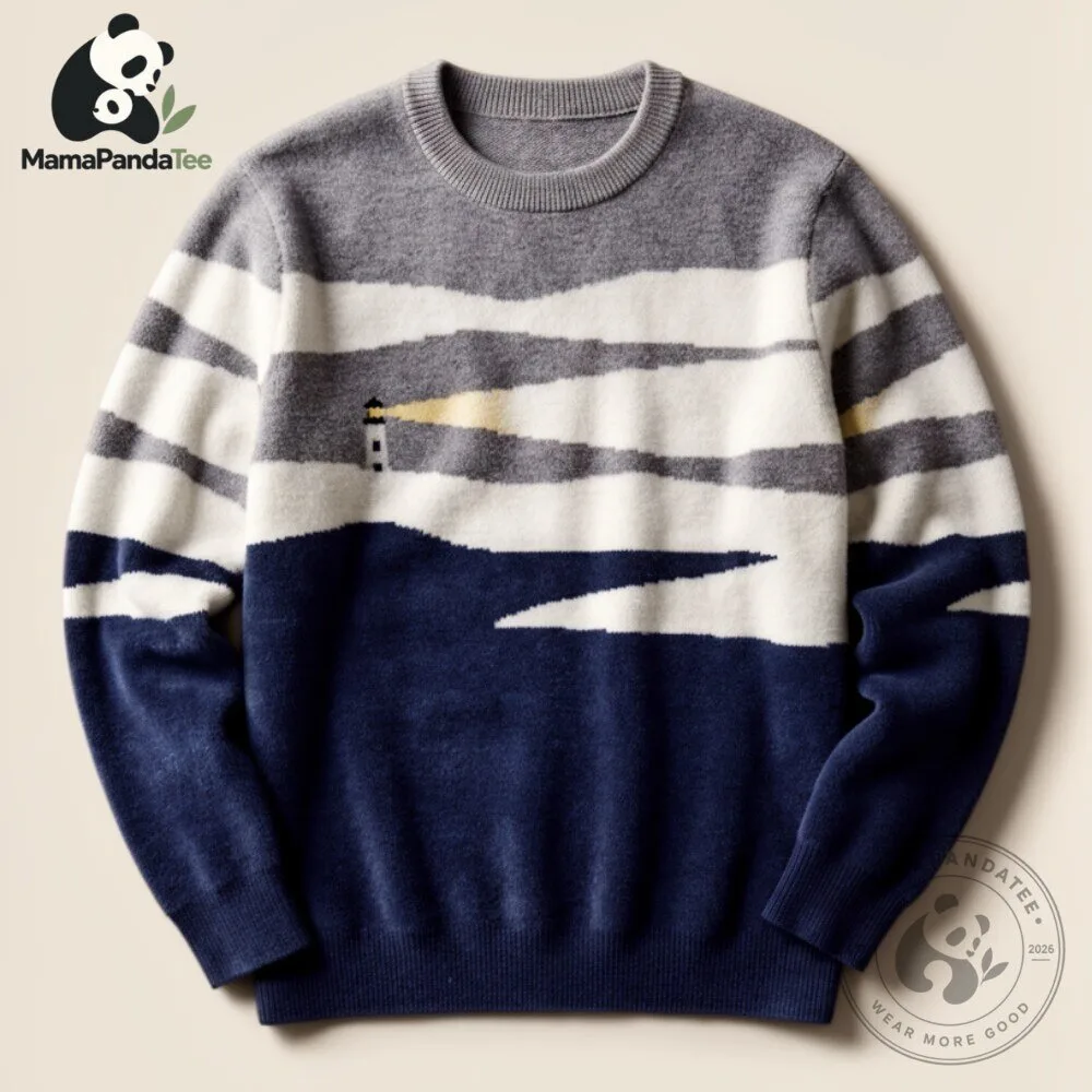 Lighthouse Jacquard Aesthetic Landscape Crewneck