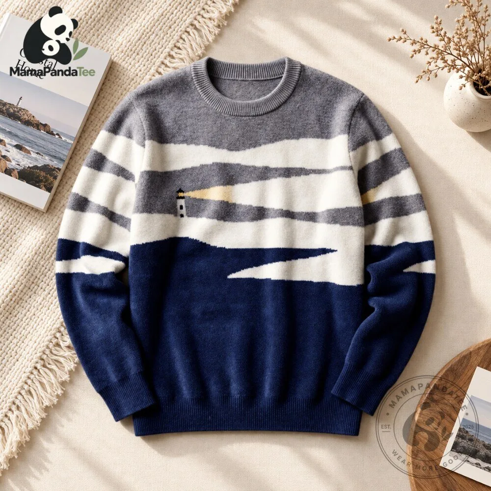 Lighthouse Jacquard Aesthetic Landscape Crewneck 8 Lighthouse Jacquard Aesthetic Landscape Crewneck