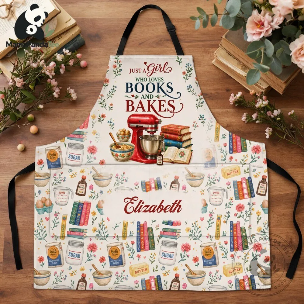 Personalized Just a Girl Who Loves Books and Bakes Apron 5 Personalized Just a Girl Who Loves Books and Bakes Apron