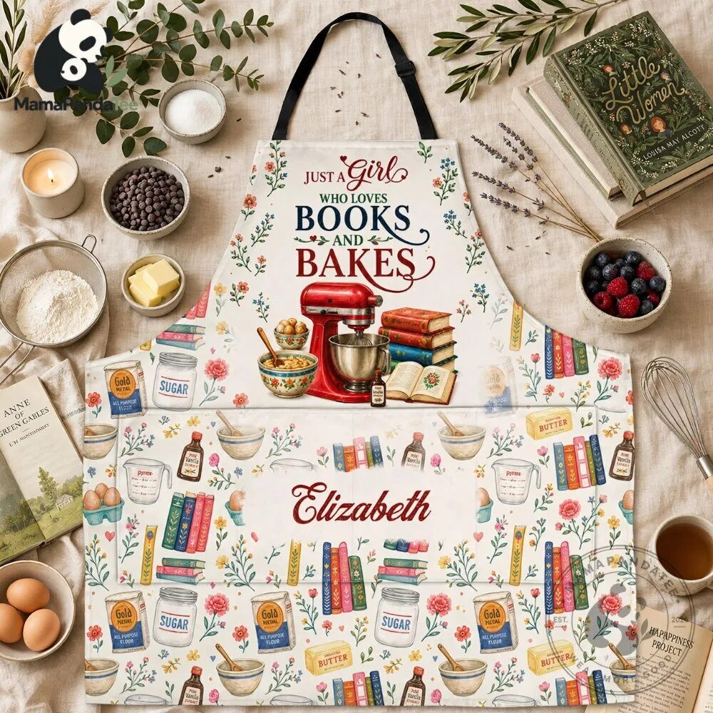 Personalized Just a Girl Who Loves Books and Bakes Apron 7 Personalized Just a Girl Who Loves Books and Bakes Apron