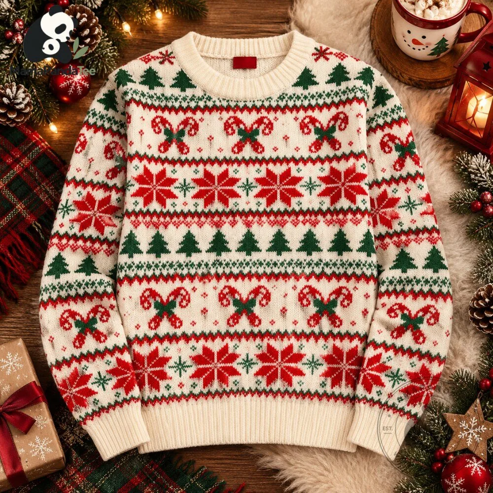 Cozy Knit Christmas Tree & Candy Cane Ugly Holiday Sweater 2026 6 Cozy Knit Christmas Tree & Candy Cane Ugly Holiday Sweater 2026