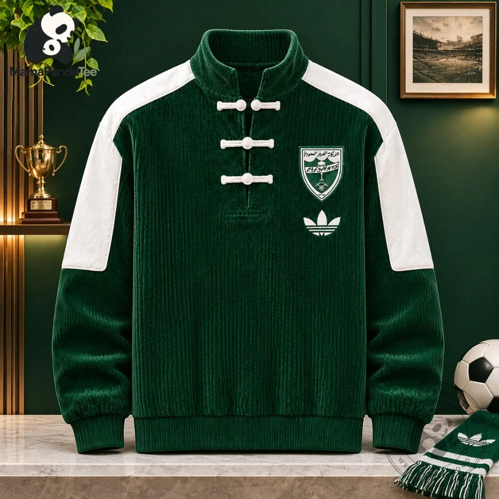 Al Ahli Saudi FC Inspired Tang Suit Frog Button Sweatshirt