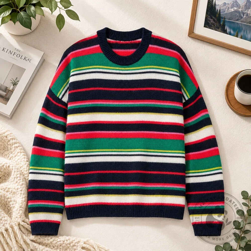 "Top 5 Festive 2026 Holiday Products: Ornaments, Apparel, and Surprises" 7 Trendy Multi Stripe Crew Neck Sweater for Fall Winter 2026