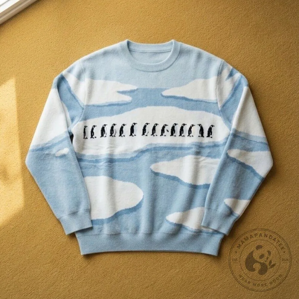 "Top 5 Festive 2026 Holiday Products: Ornaments, Apparel, and Surprises" 11 Cute Penguin Parade Sweashirt Blue Sky & Clouds Aesthetic Pullover