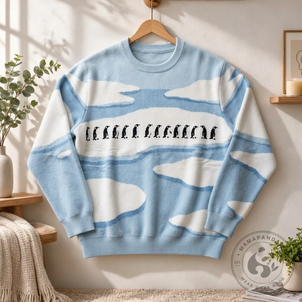 Cute Penguin Parade Sweashirt Blue Sky & Clouds Aesthetic Pullover 5 Cute Penguin Parade Sweashirt Blue Sky & Clouds Aesthetic Pullover